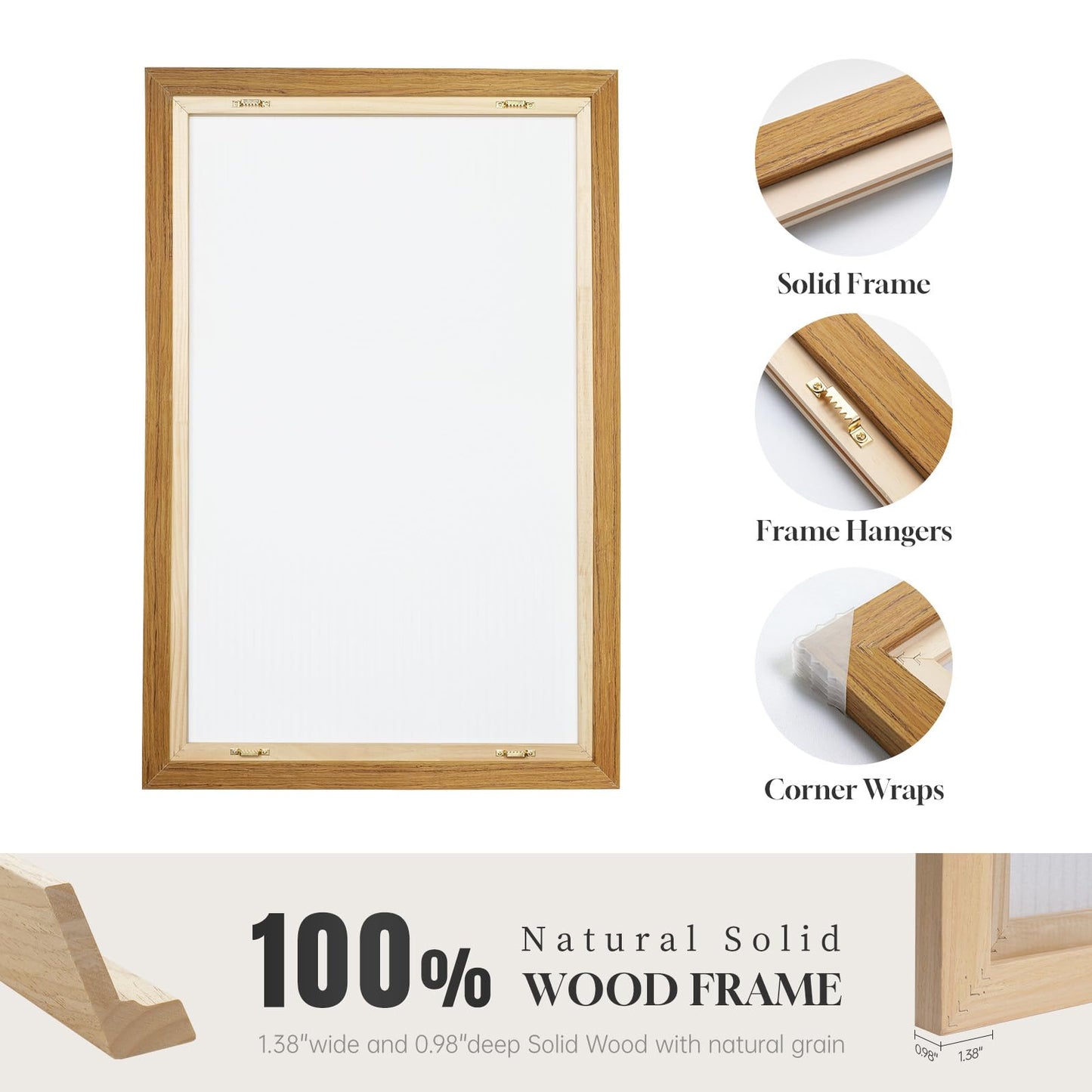 Framed Neutral Tree Set of 3 Wall Art Bedroom, Abstract Modern Rustic Landscape Beige Canvas Artwork for Walls, Nordic Misty Forest Farmhouse Wall Decor for Bedroom Hallway Office, 16x24 Inch