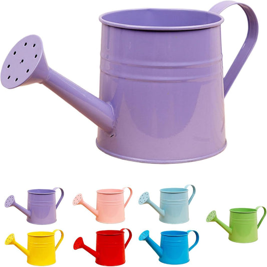 Tinplate Watering Kettle, 1L Metal Garden Watering Can, Vintage Sprinkling Can for Flowers, Ergonomic Handle Durable Care for Indoor Outdoor Lawn & Garden Irrigation Tool (Purple)