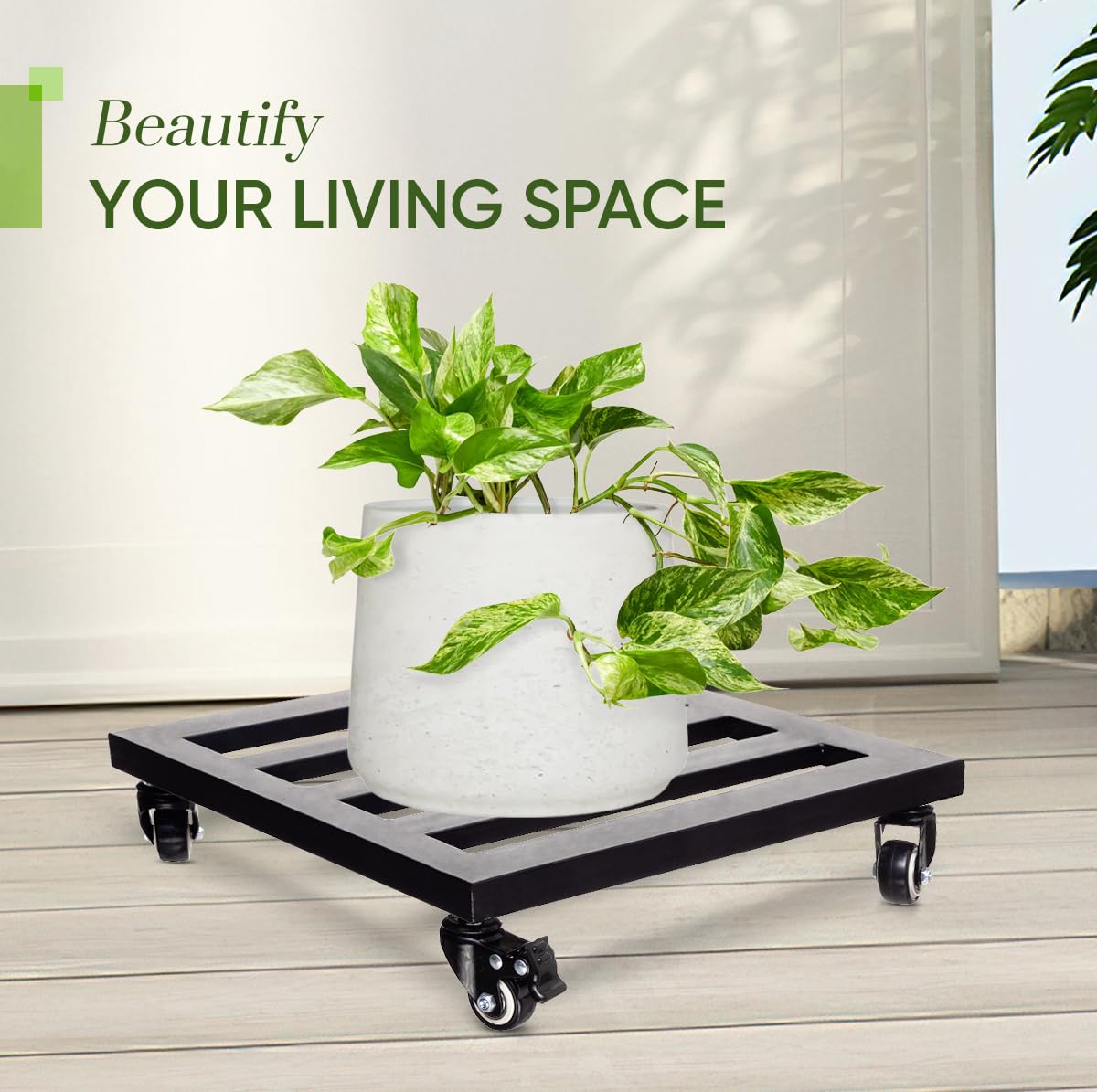 IDZO Upgraded apacity 385lbs, 14Inch Plant Caddy with Wheels Heavy Duty, Thicker Metal Plant Dolly, Plant Stand with Wheels Hauling Heavy Household Items