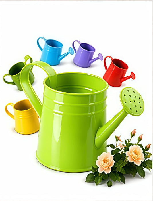 White Watering Can Metal - 0.4 Gallon Vintage Sprinkling Can with Removable Spout - Galvanized Steel Water Cans for Indoor Outdoor Plants - Long Spout Garden Irrigation Tool for Flowers (Green)