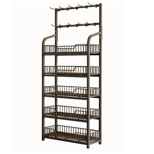 Store Retail Display Shelves, Floor Standing Display Stand for Store Cashier's Desk Bakery，Kitchen Counter Retail Basket Shelf ，Tall Commercial Racks with Hook (Color : Black (Size