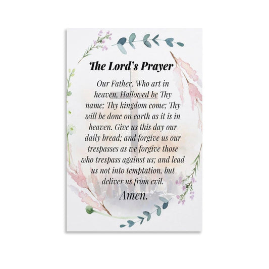 LINWDSB The Lord’s Prayer Poster Christian Bible Verses Wall Decor Our Father Prayer Wall Decoration The Lords Prayer Christian The Lords Prayer Wall Art Decor Unframe-style12x18inch(30x45cm)