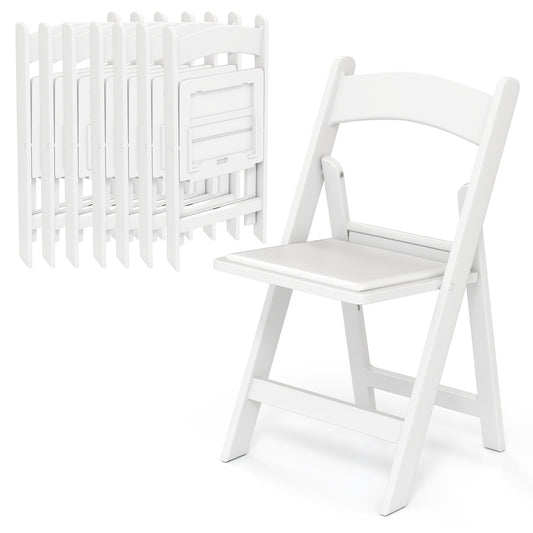 HAPPYGRILL Folding Patio Dining Chairs Set of 20, 1100 lbs Capacity Resin Padded Seats, Lightweight Portable Outdoor Chairs for Patio, Office, Weddings, Events, White (20)