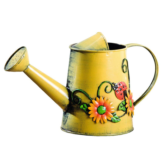 Westcharm Small 1 Liter Decorative Metal Sunflower & Ladybug Watering Can Vase for Indoor Outdoor Plants Home Decoration Garden Décor for Family Mother Gardener Plants Lover Friends (4 Cups | 32 OZ)