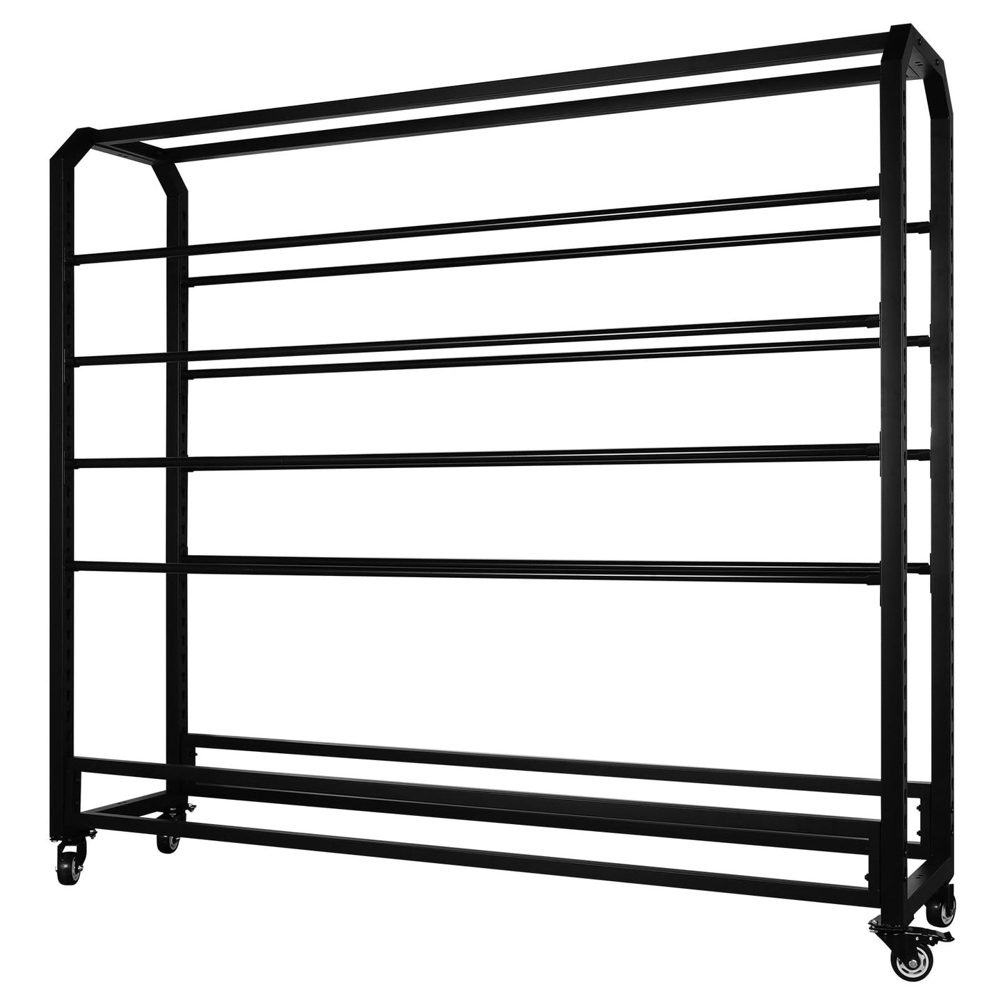 Fabric Roll Storage Rack with Wheel Adjustable Hanging Rod Bracket Display Shelf