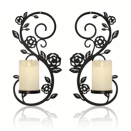 OYEFLY 2 Pcs Wall Sconces Candle Holder (Black)
