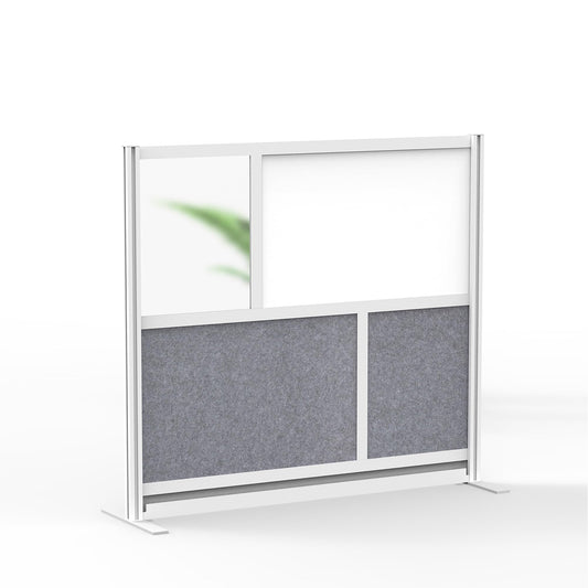 Workflow Modular Wall | Room Divider with Whiteboard, Sound Dampening, & Frosted Acrylic Panels | Expandable Office Partition for Privacy & Stability (53" x 48")