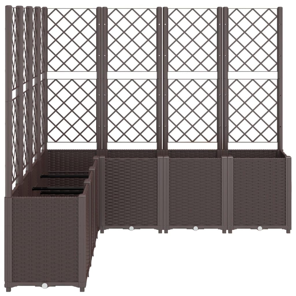 Coespram Modular Brown Garden Planter 63 x 63 x 55 in Outdoor Large Polypropylene Planter Box with Integrated Trellis for Patio Balcony Terrace