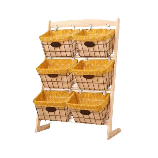 BXKCFYBSQ Heavy Duty Pillow Storage Shelves,Floor Standing Wooden Storage Baskets,2/3/4-tier Display Stand,40kg Capacity,for Retail Home School(3-Tier)