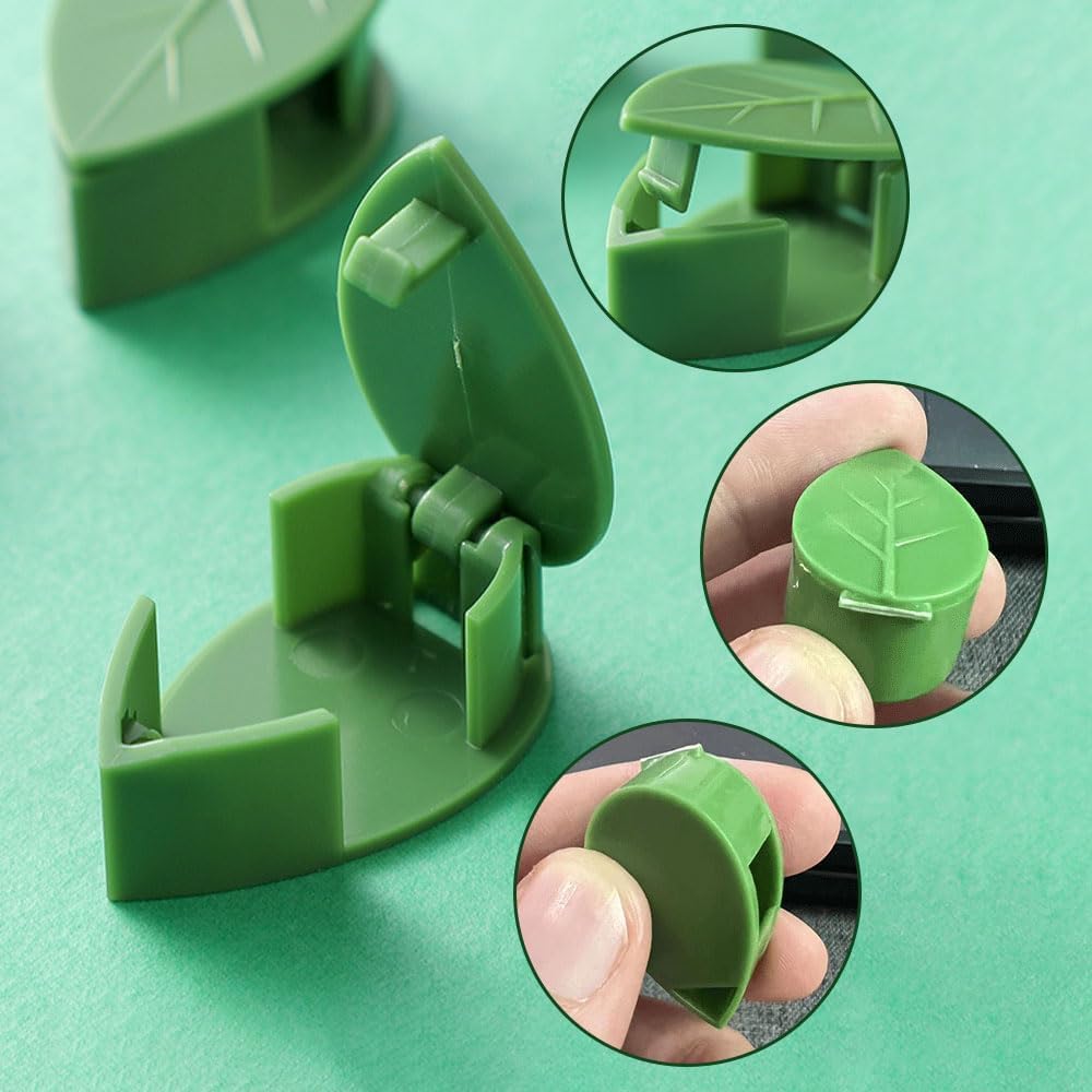 Plant Climbing Wall Fixture Clips with 100 Acrylic Adhesive Stickers, 2024 New Mini Leaf Clips Plant Support Clips, Self-Adhesive Invisible Wall Vines Fixing Clips Hook Plant Vine Traction (30 PCS)