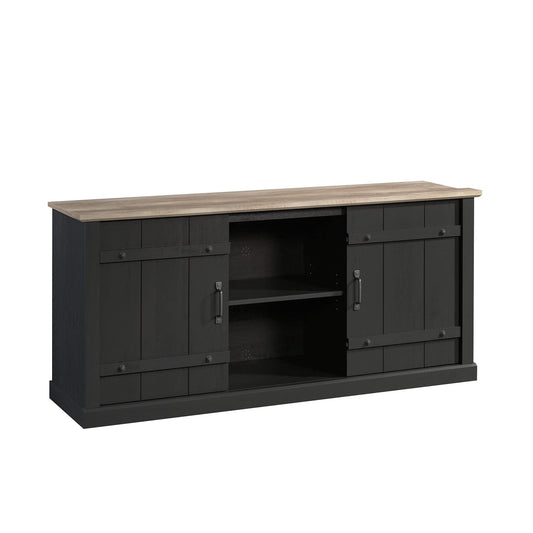 Sauder Misc Entertainment Farmhouse TV Stand, for TVs up to 70", Raven Oak Finish