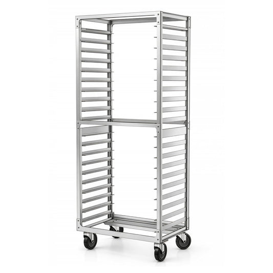 DCUBE 20 Level 3" Spacing Side Load, Commercial Aluminum Pan Rack, Heavy Duty Sheet Pan Rack, Electronics Industry Rack, Mobile Clean Room and Pharma Rack with Wheels, 20.5"x26"x 70"