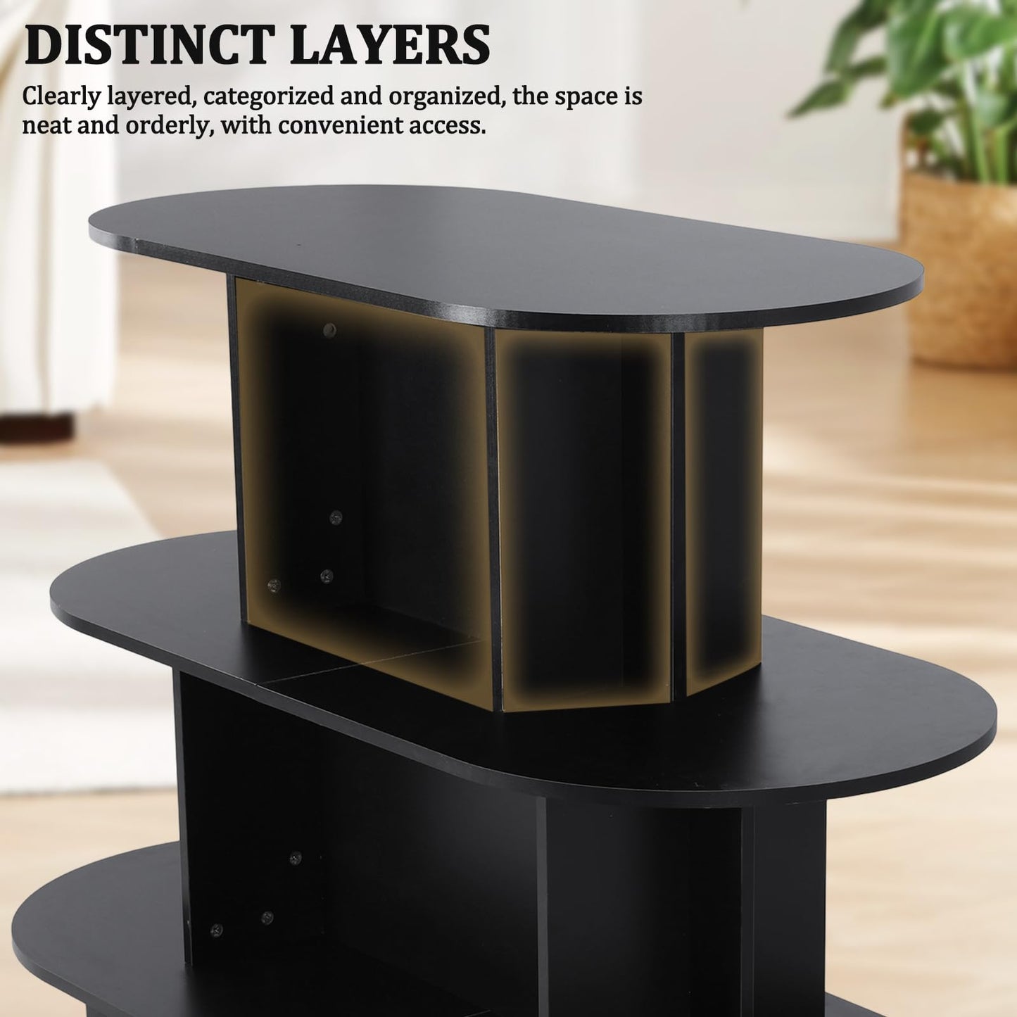 Hubxinly 3 Tier Wooden Oval Display Table Modern Standing Display Riser Shelf Retail Table for Stores Vendor Events 55in W x 23.6in D x 35in H