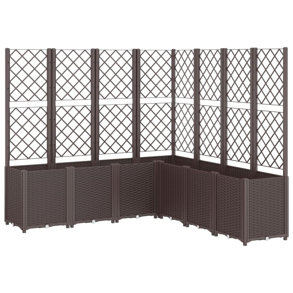 hliofuir Garden Planter with Trellis 63"x63"x55" Brown Modular Raised Planter Box UV Stable Polypropylene for Climbing Plants, Outdoor Garden Bed Patio Balcony