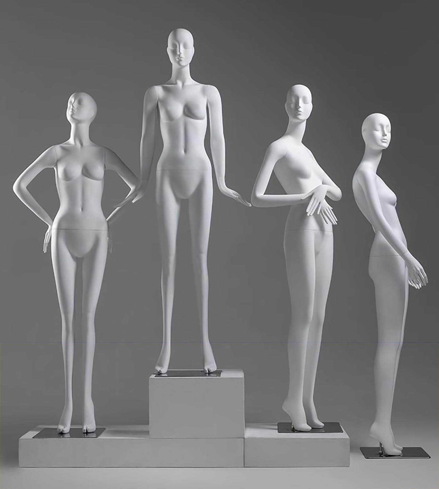 Matte White Female Mannequin with Head - Tall Dress Form Torso, Detachable Dummy for Home, Retail Store, Online Shop - Perfect Display for Clothing & Fashion(Style3)