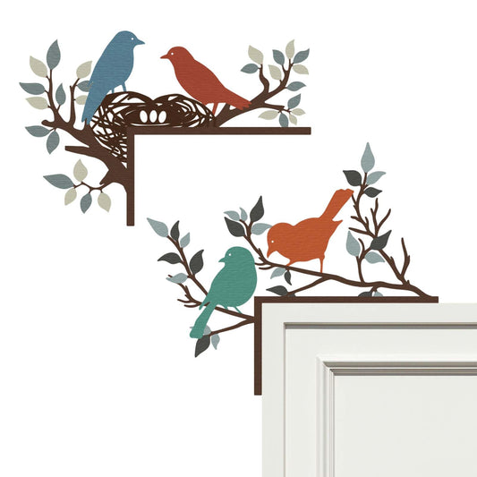 Resama 2 Pcs Door Frame Decoration Set Metal, Wall Art Decor Corner Sign Bathroom Decor for Indoor Outdoor Door Window Home Office(Bird Branch)
