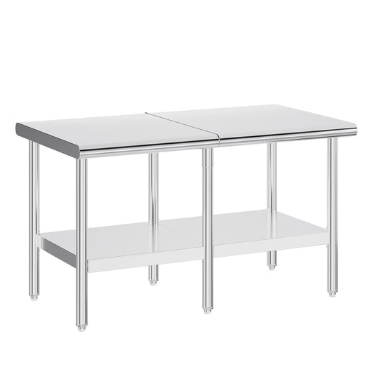 Jocisland 30" x 60" Stainless Steel Table for Prep & Work, Food-Grade Stainless Steel Adjustable Under Shelf and Feet, for Commercial Kitchen, Restaurant, Hotel, Garage