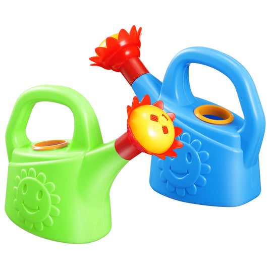 STOBOK 2pcs Toy Watering Can for Kids Flower Watering Can for Toddler Gardening Plastic Cartoon Water Pot for Bath/Sand Indoor/Outdoor Toy (Random Color)