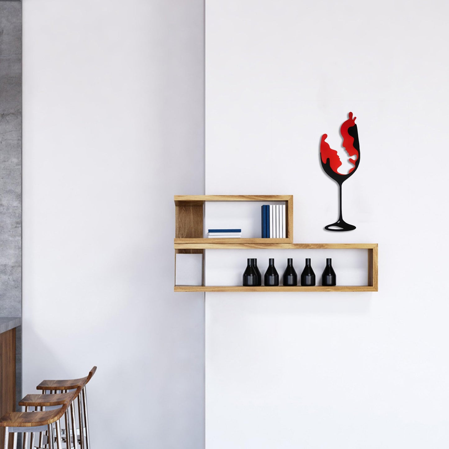 Rajukit Elegant Metal Wine Wall Decor Art Versatile Kitchen & Bar Wall Sculpture for Home, Dining & Living Room Lightweight & Durable Design