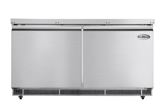 KoolMore 60 in. Commercial Refrigerated Prep Station Cold Table, Stainless-Steel Refrigerator with 12 Pan Storage with Cover and Two Adjustable Shelves, ETL Listed (KM-RBT-60C)