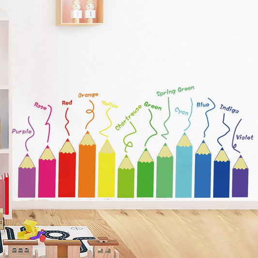 LOMILY Color Educational Wall Decals Kids Large,Nursery Daycare Playroom Classroom Wall Stickers Peel and Stick Removable,Wall Corner Decor for Kids Room,Preschool,Door,Window,Bedroom.