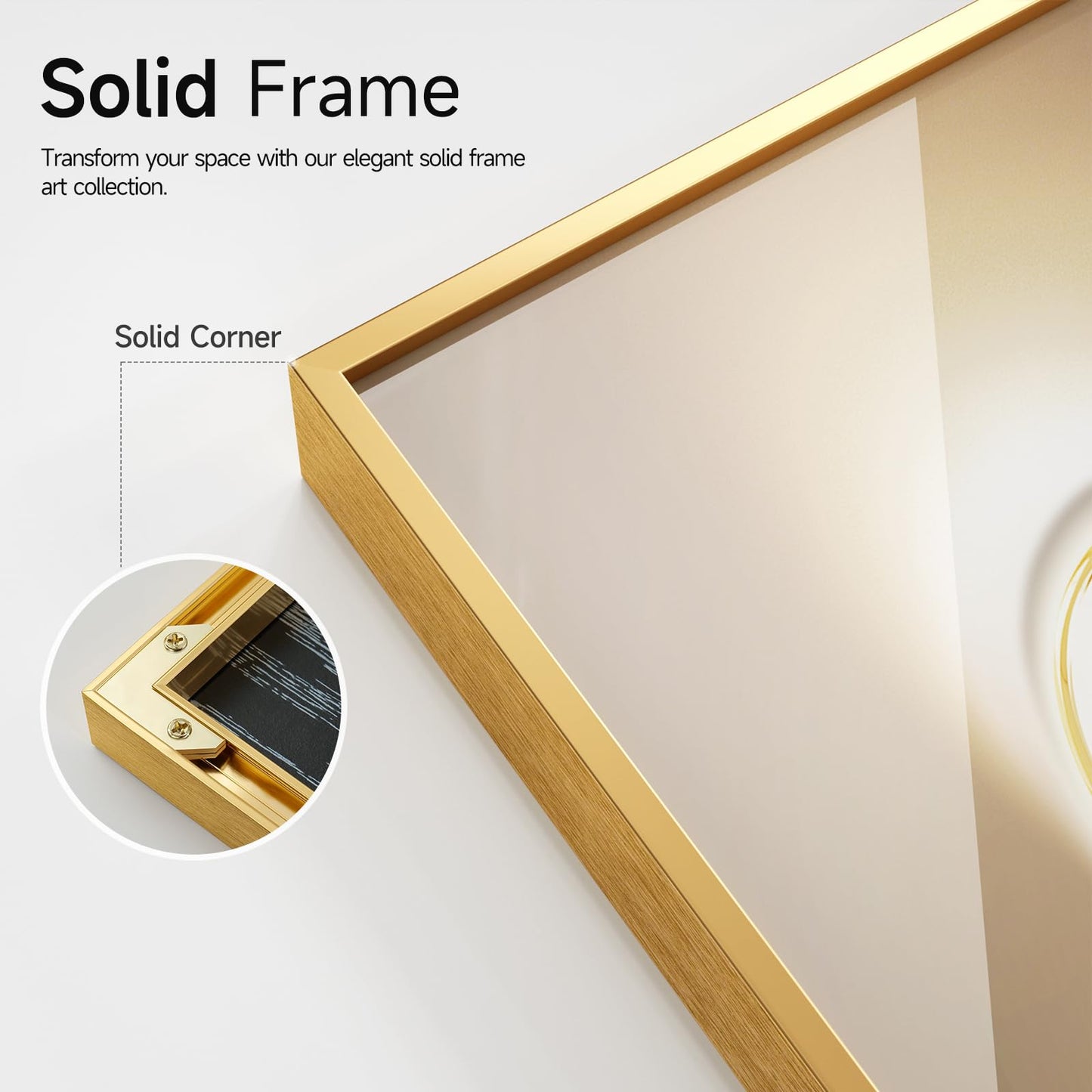 Framed Modern Luxury Large Gold Wall Art for Living Room, Set of 3 Piece Contemporary Paintings Artwork for Walls, Golden Leaf Prints with Gold Frame, Pictures for Office Wall Decor - Total 30" x 60"