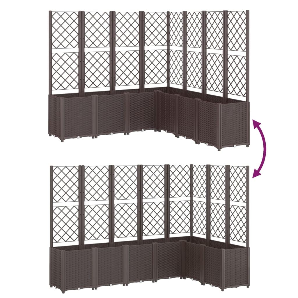 XHNIFBN Brown Modular Garden Planter with Trellis 63x63x55 in Outdoor Raised Beds Box UV Polypropylene for Balcony Patio Terrace