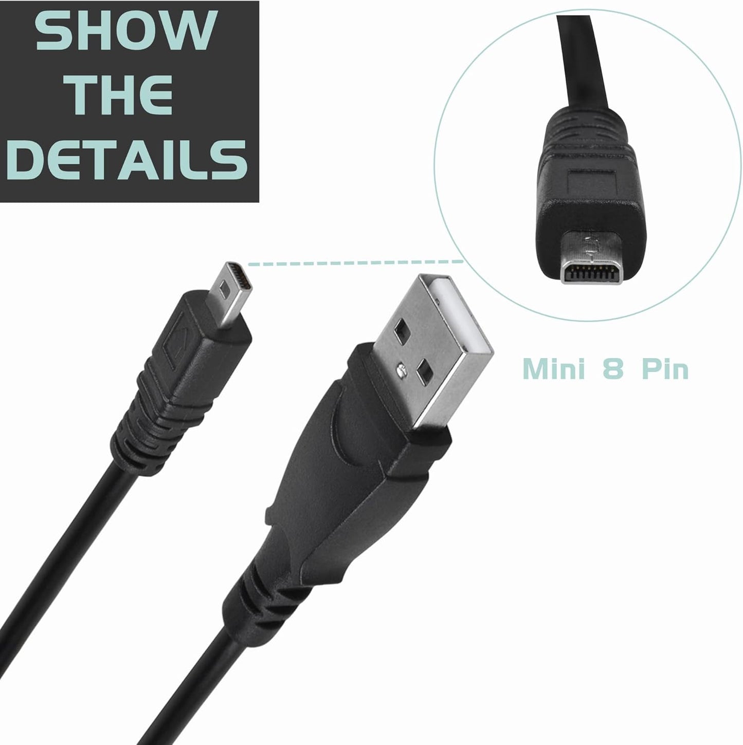 3.3ft Mini-8pin DSLR-A100 A100 USB PC Data Sync Cable Cord for Sony Camera Alpha K DSLR Kit