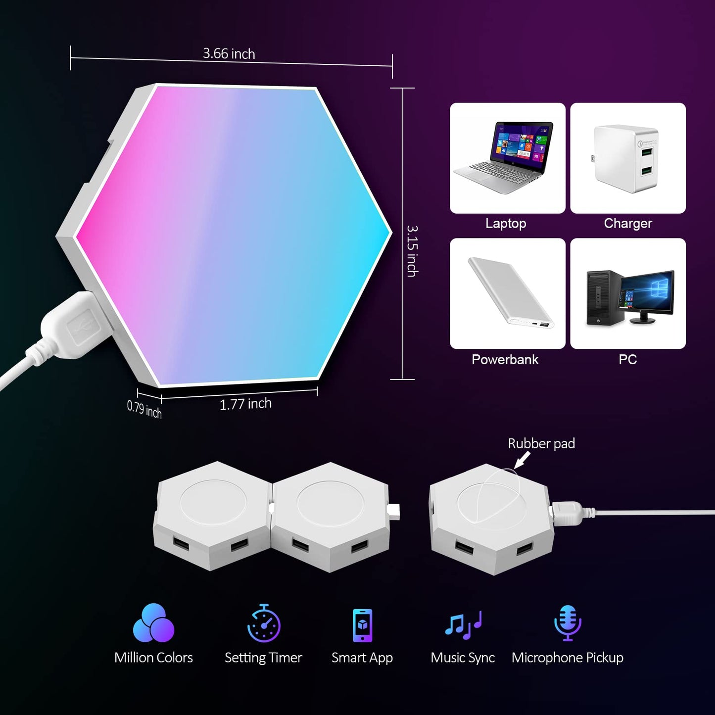 JIMIMORO 12-Pack Hexagon Light Panels – Smart RGB LED Wall Lights with App & Remote – Music Sync Gaming Lights for Room Decor, Birthday & Party Gifts for Boys, Teens, Men, Boyfriends, and Kids
