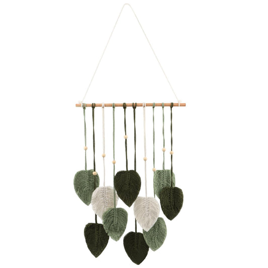 LORGVEXN Macrame Wall Hanging Leaves Tapestry, Handmade Woven Tapestry, Chic Yarn Tassels Leaf Wall Art Decor for Bedroom Living Room Office Apartment (green)