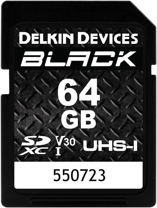 Delkin Devices C10, U3, V30, 4K 90MB/s 90MB/s (64GB) Black Rugged SDXC Memory Card, UHS-I, Full HD & Video, Up to Read