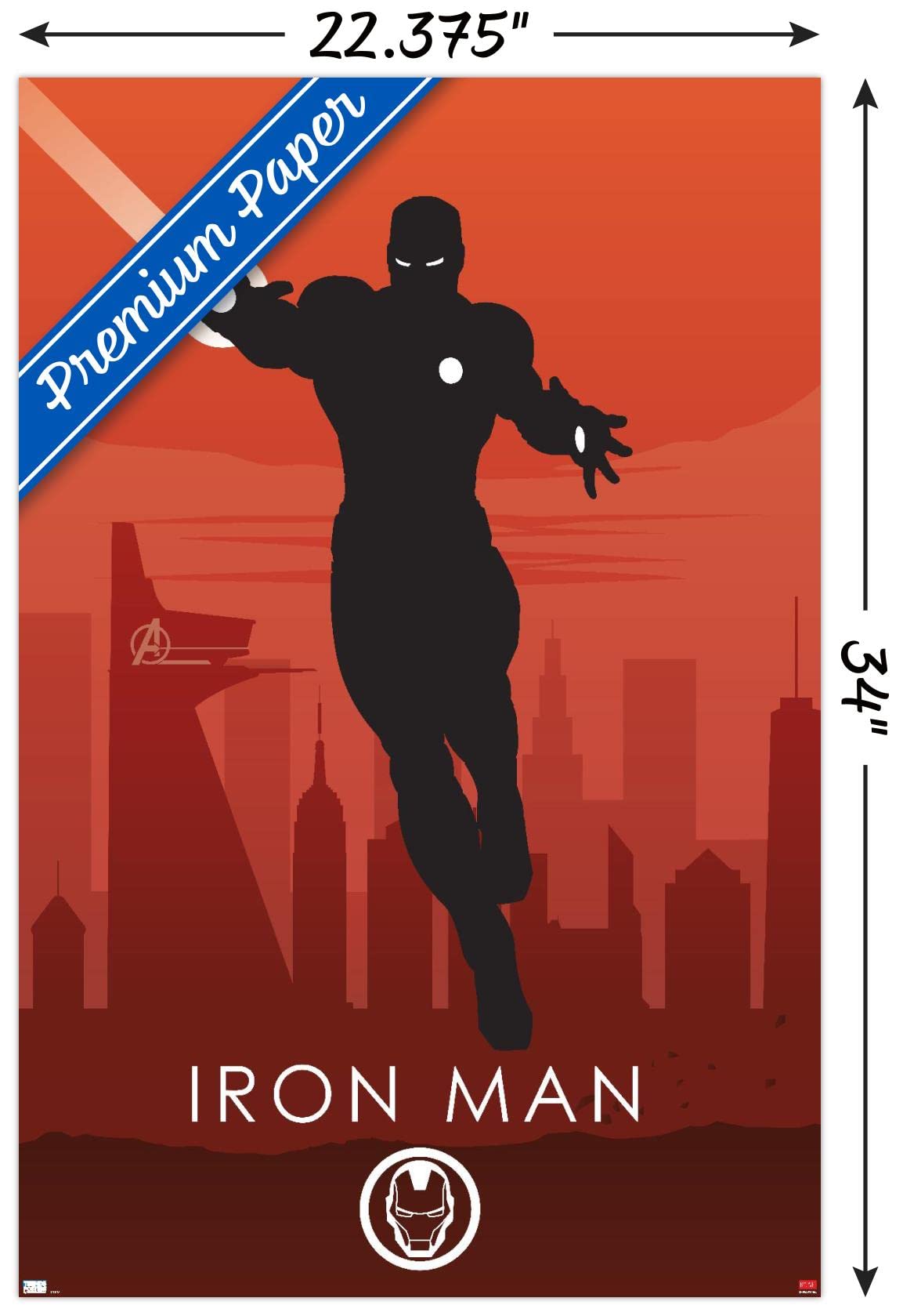 Trends International Marvel Heroic Silhouette - Iron Man Wall Poster, 22.375" x 34", Premium Unframed Version