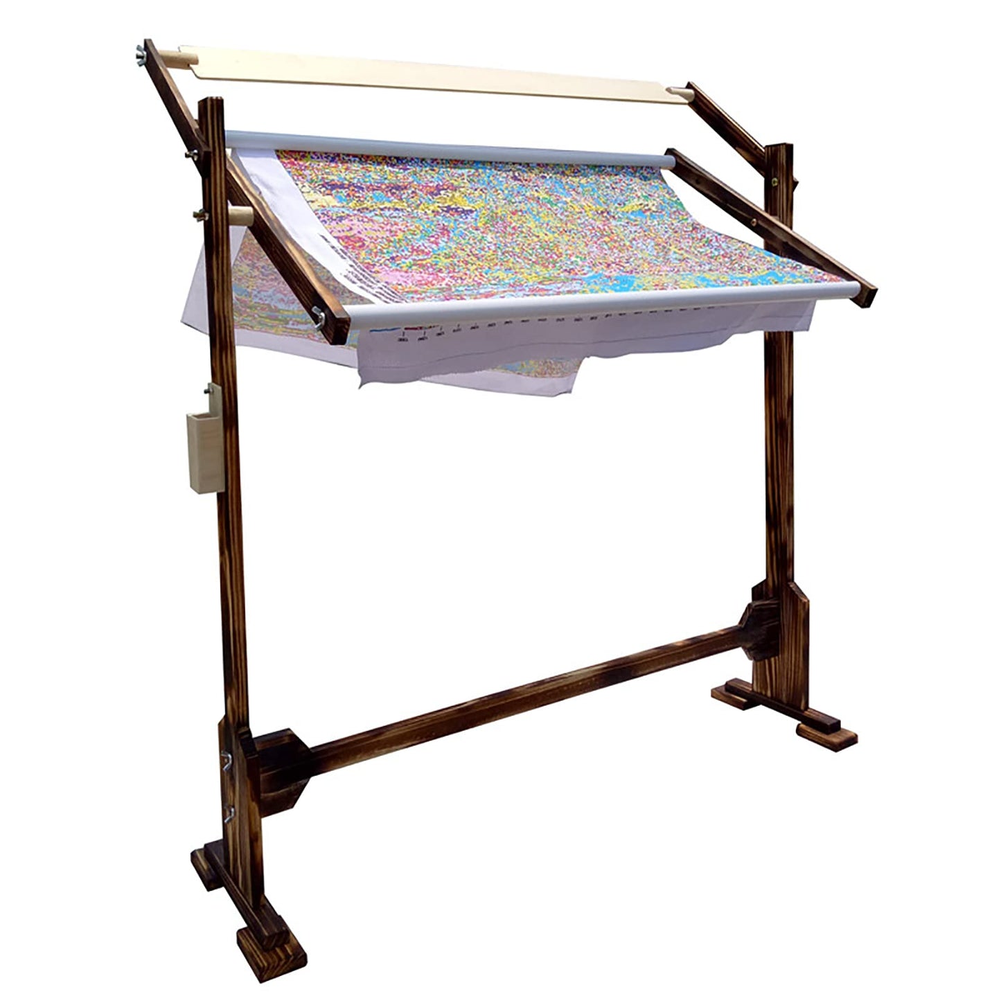 Cross Stitch Frame Stand, Wooden Adjustable Tapestry Frame Embroidery Stand, Frame 360° Rotation, with Wide Base Design, for Sewing Needlework Arts Crafts Embroidery Project