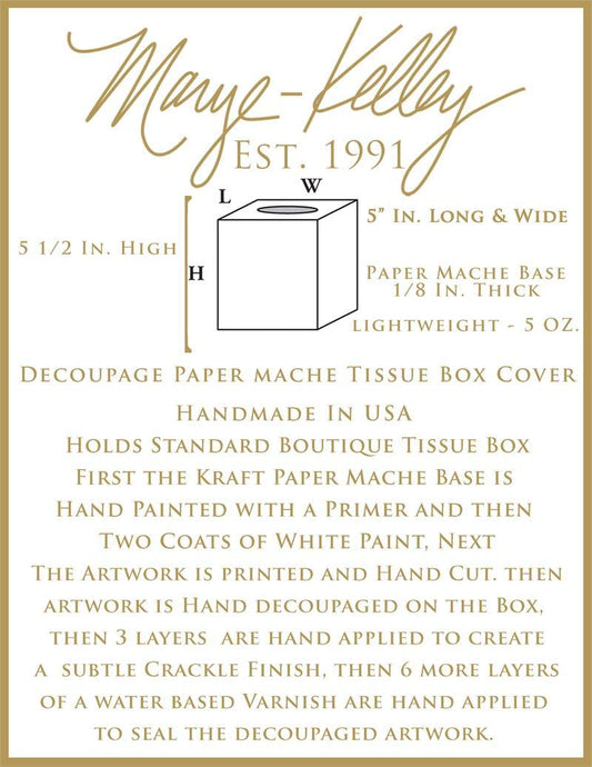 Marye-Kelley Floral Ivory Home Décor Accents Handmade Paper Mache Tissue Box Cover