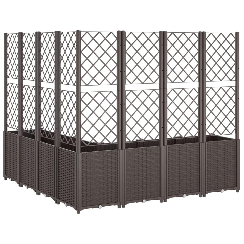 Coespram Modular Brown Garden Planter 63 x 63 x 55 in Outdoor Large Polypropylene Planter Box with Integrated Trellis for Patio Balcony Terrace
