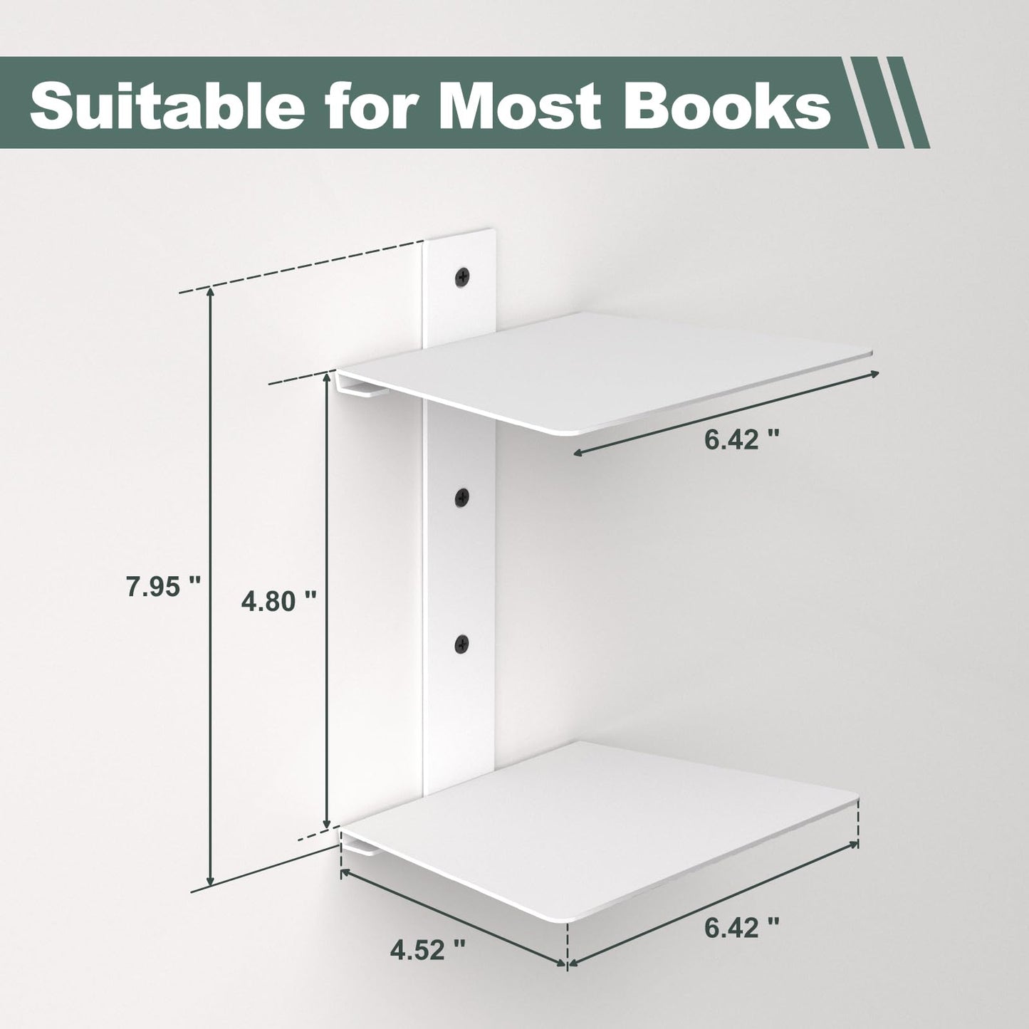 Mefirt Invisible Floating Bookshelves for Wall, 6 Tier Vertical Spine Book Tower, Heavy Duty Floating Book Shelves Metal Book Organizers for Home Office, 3 Pack(White)