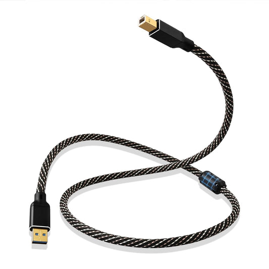 3.0 6.56ft B,4N Core,24K Card,Mixer,Synthesizer(6.56ft/2m) USB HiFi Audio Cable -USB A to USB OFC Gold-Plated