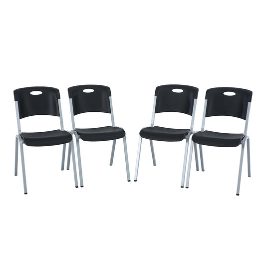 Lifetime Stacking Chair, Contemporary - Pack of 4, Black