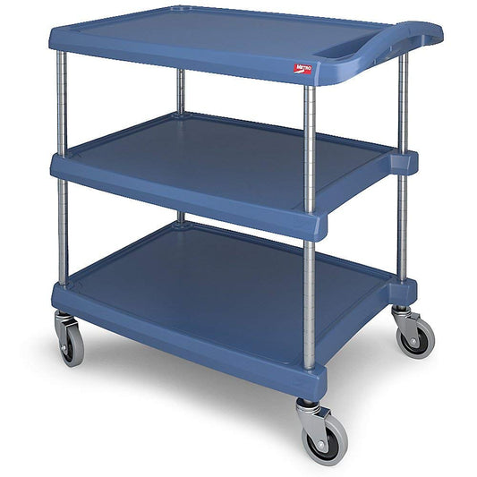 Metro MY2030-34BU myCart Series Blue Polymer Utility Cart with Built-in Microban, 3 Shelf, 35.38 X 34.38 X 23.5-Inch