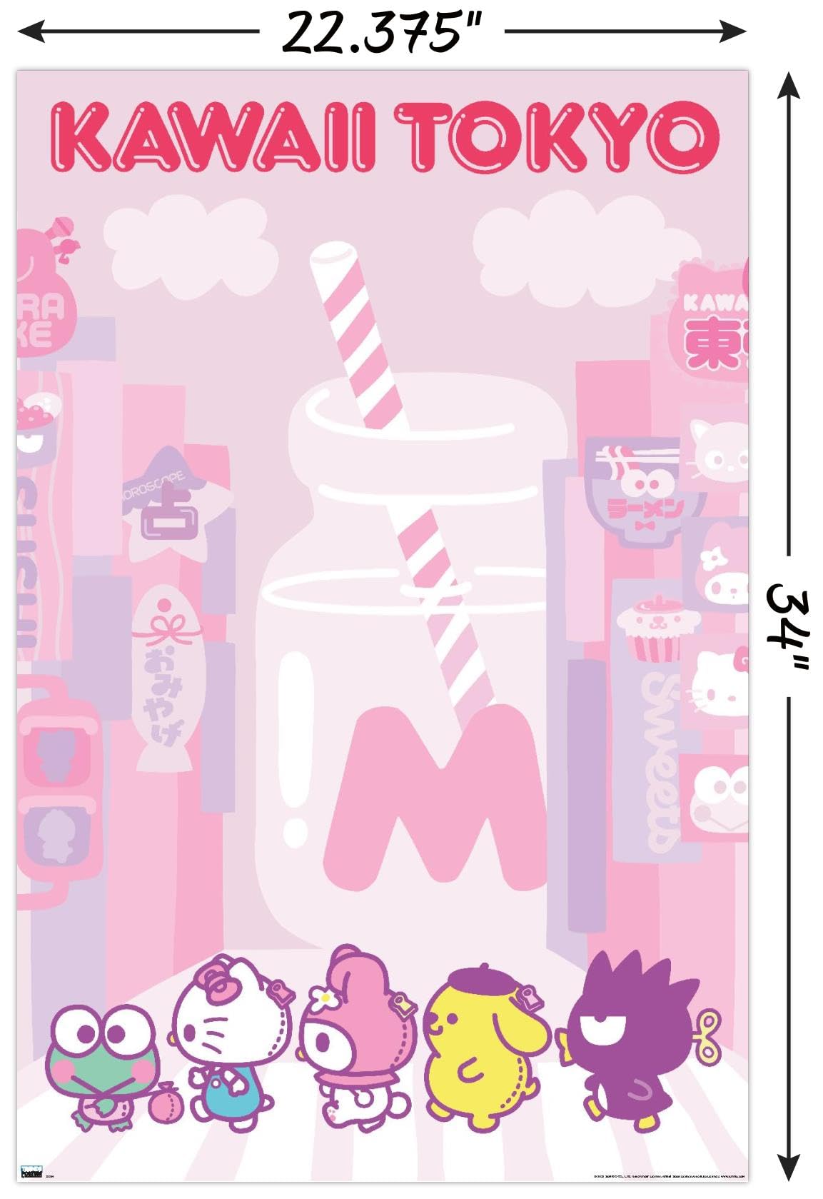 Hello Kitty and Friends: 20 Kawaii Tokyo - Group Wall Poster, 34L" x 22.4W", Unframed Version