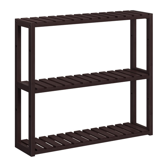 SONGMICS Bamboo Bathroom Shelf, 3-Tier Adjustable Plants Rack, Wall-Mounted or Stand, in The Living Room, Balcony, Kitchen, 5.9 x 23.6 x 21.3 Inches, Brown
