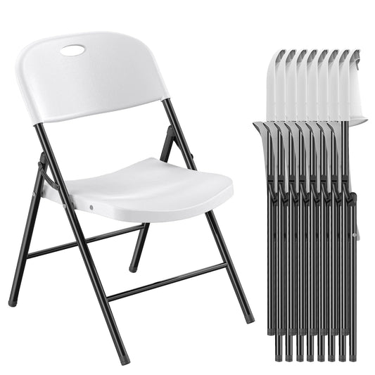 Nazhura 350 Weight Limit Heavy Duty Plastic Folding Chair with Reinfoced Steel Frame for Indoor and Outdoor, Wedding, Party, Restaurant, Meeting Room, Patio and Garden (10, White)