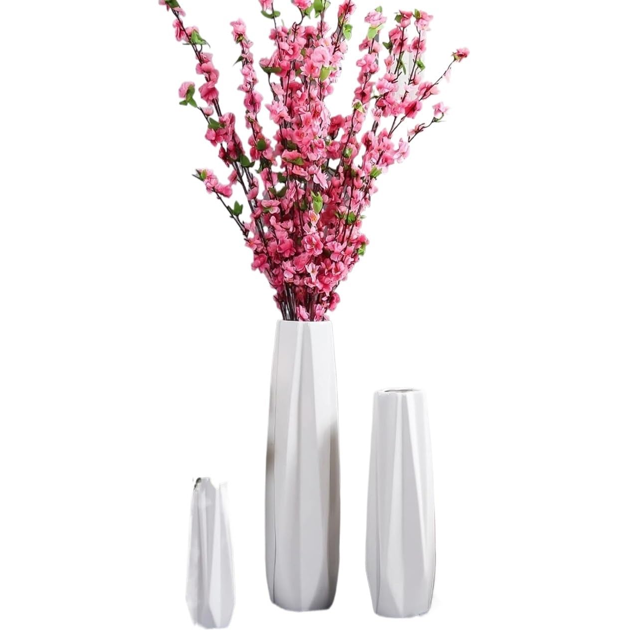 UWYTGF Floor Vase Ceramic Vase,Decorative Large,Floor,Large Floor Vase,White Ceramic Vase,Handcrafted,Sophisticated Vessel for Decorative Branches and Dried Flower,White-45Cm,White,30cm
