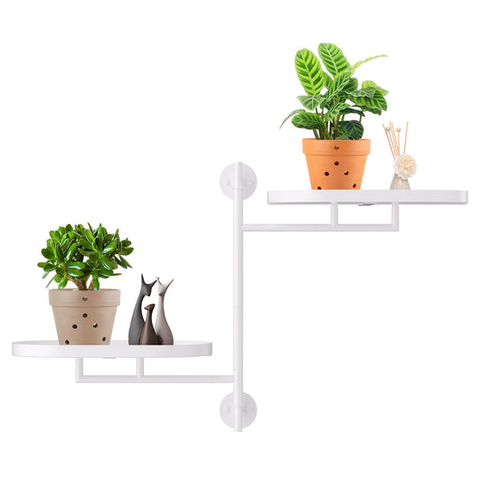 YFFSRJDJ Rotating Window Shelves for Multiple Plants Indoor,2-tier Metal Corner White Plant Stand Holder Floating Hanger Shelf for Wall，Windows Sill Gifts for Planter Lover to Enhance Home Decor