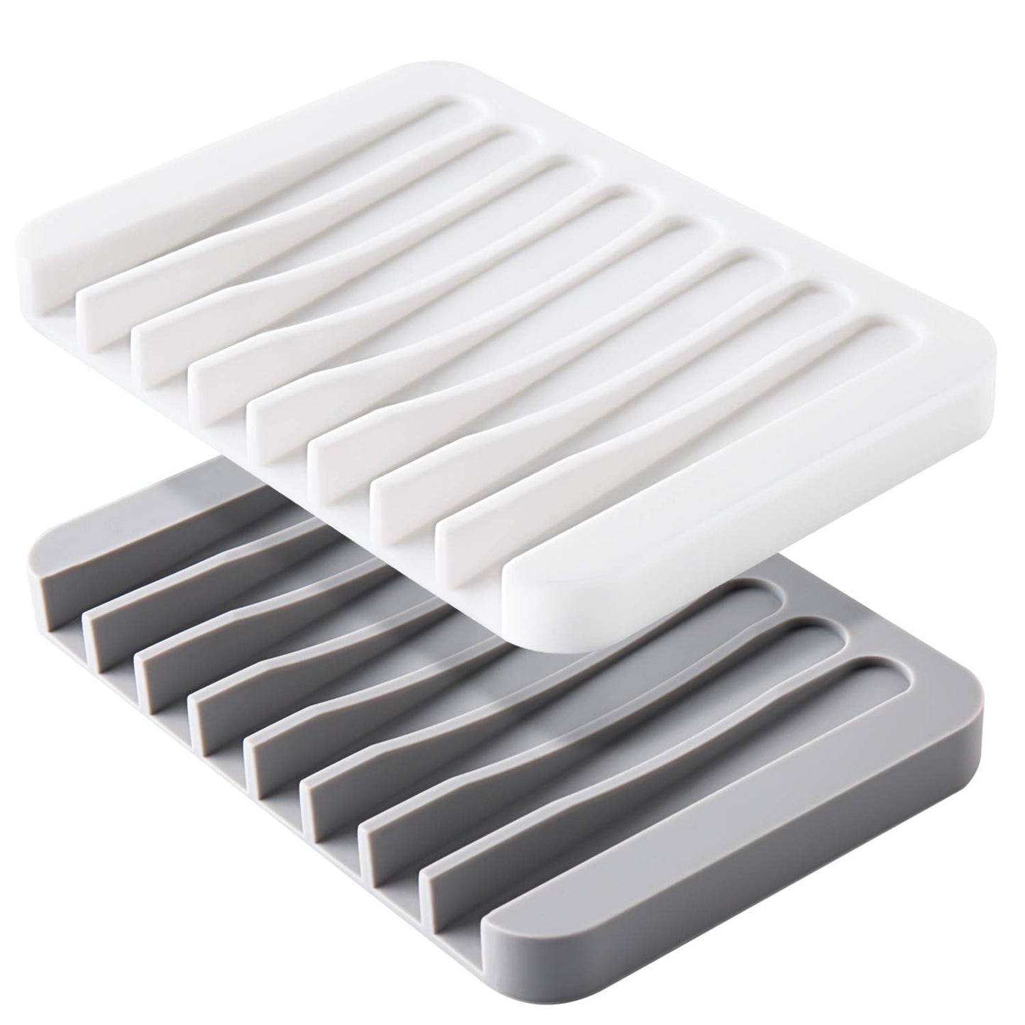Mcyye Self Draining Soap Dishes, Premium Silicone Soap Holder & Saver for Shower, Bathroom, Kitchen, Bath Tub, Razor, Sponges, Drains Water Very Well, Can Extend Soap Life, Easy Clean