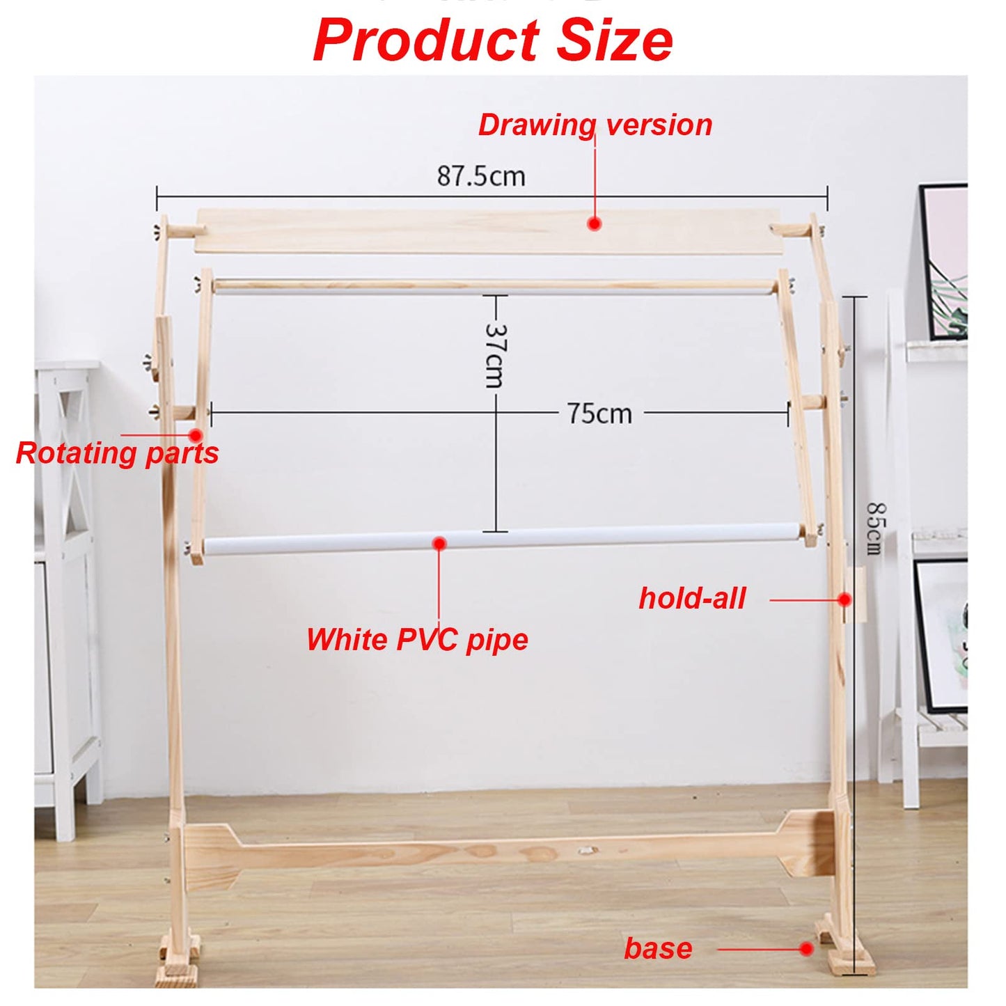 Embroidery Hoops Stand, 360 Degree Adjustable Embroidery Stand,Cross Stitch Frame Stand,Wooden Frame Cross Stitch Floor Stand for Cross Stitch Needlework Art Craft Sewing