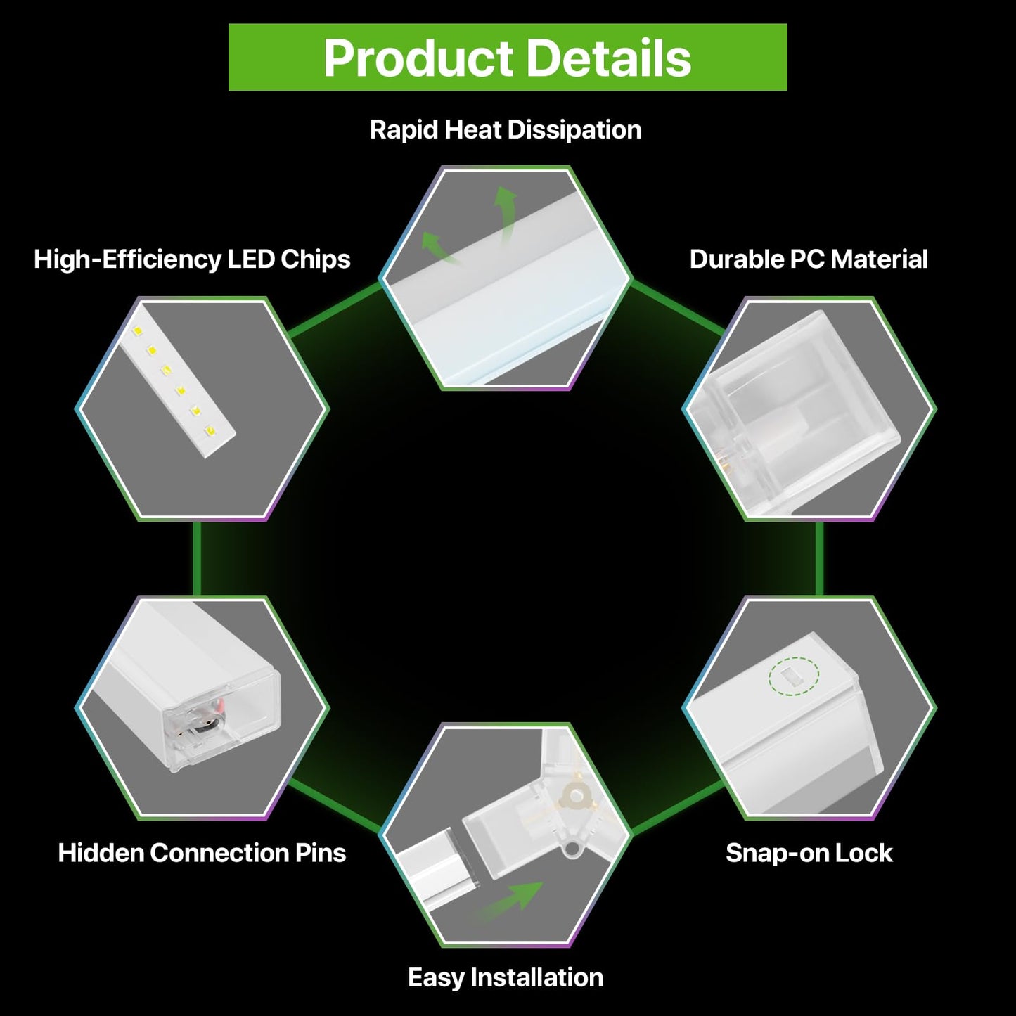 Glitgate Hexagon Led Lights 3 Level Dimmable, 245W 26950LM 8 Grid Hexagonal Shop Light, 6500K Daylight White Hex Lighting, Super Bright Garage Ceiling Lights for Gym, Basement, Workshop