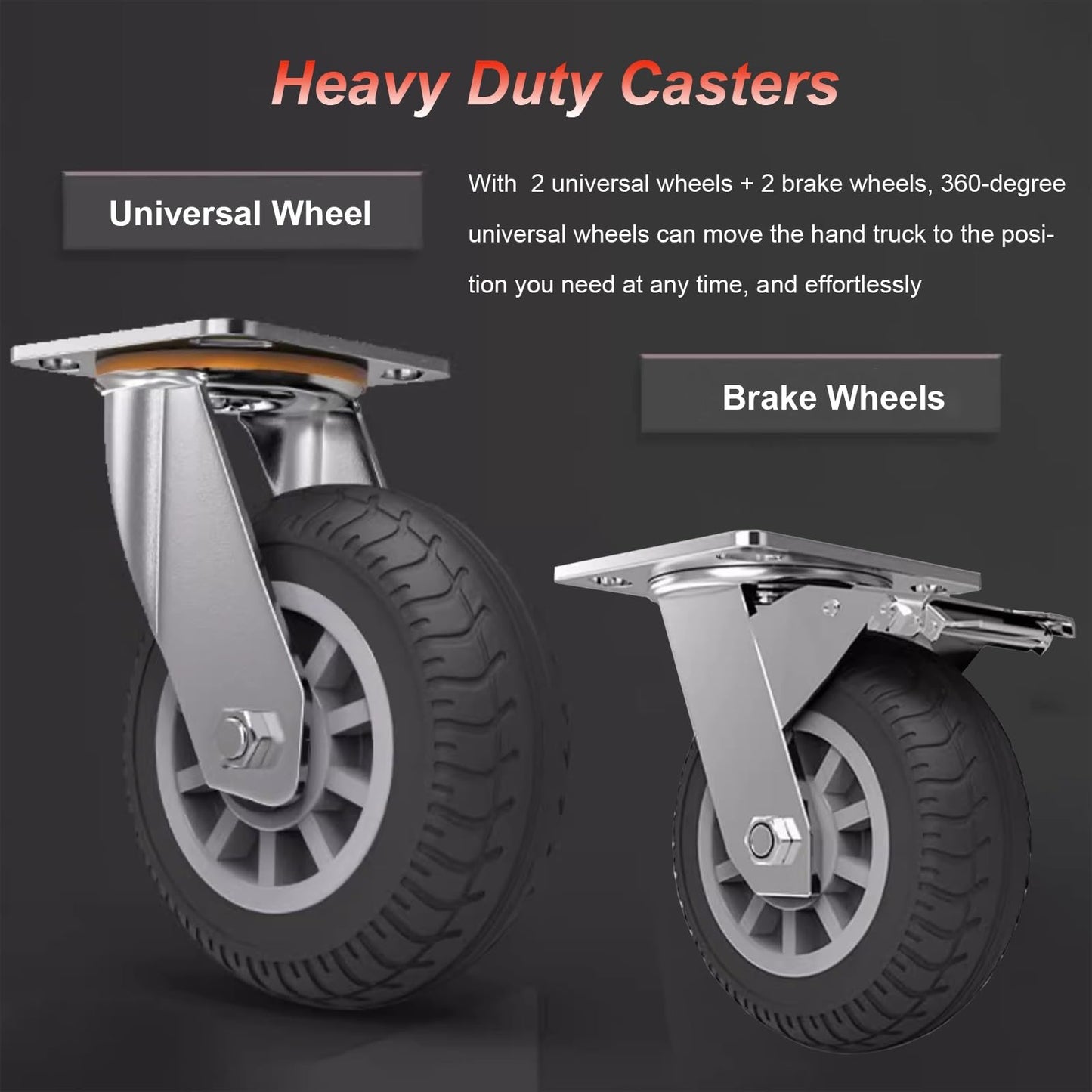 Heavy Duty Platform Cart - Foldable Handle, 180° Rotation, Flatbed Hand Truck for Warehouse, Construction, Moving, Commercial Use