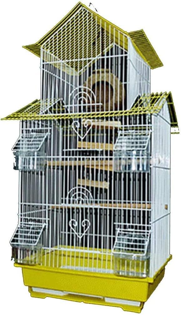 Professional Birdcage Pet Supplies Bird Carrier Gardening Decor Parrot Cages for Large Birds,Household Large Parrot Cage,House-Shaped Decorative Bird Cage,Parakeet Love Bird Pearl Bird(Yellow)