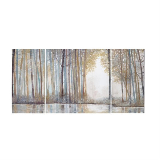 Madison Park Wall Art Living Room Décor - Triptych Scenery Watercolor Canvas, Home Accent Modern Dining Decoration, Ready to Hang Painting for Bedroom, Multi-Sizes, Natural Forest Reflection 3 Piece